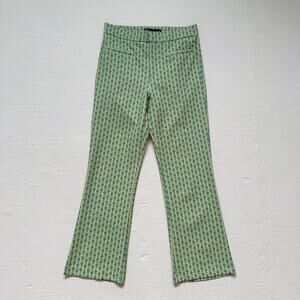 Zara Floral Slim Flare Trousers Pants, Size Small
